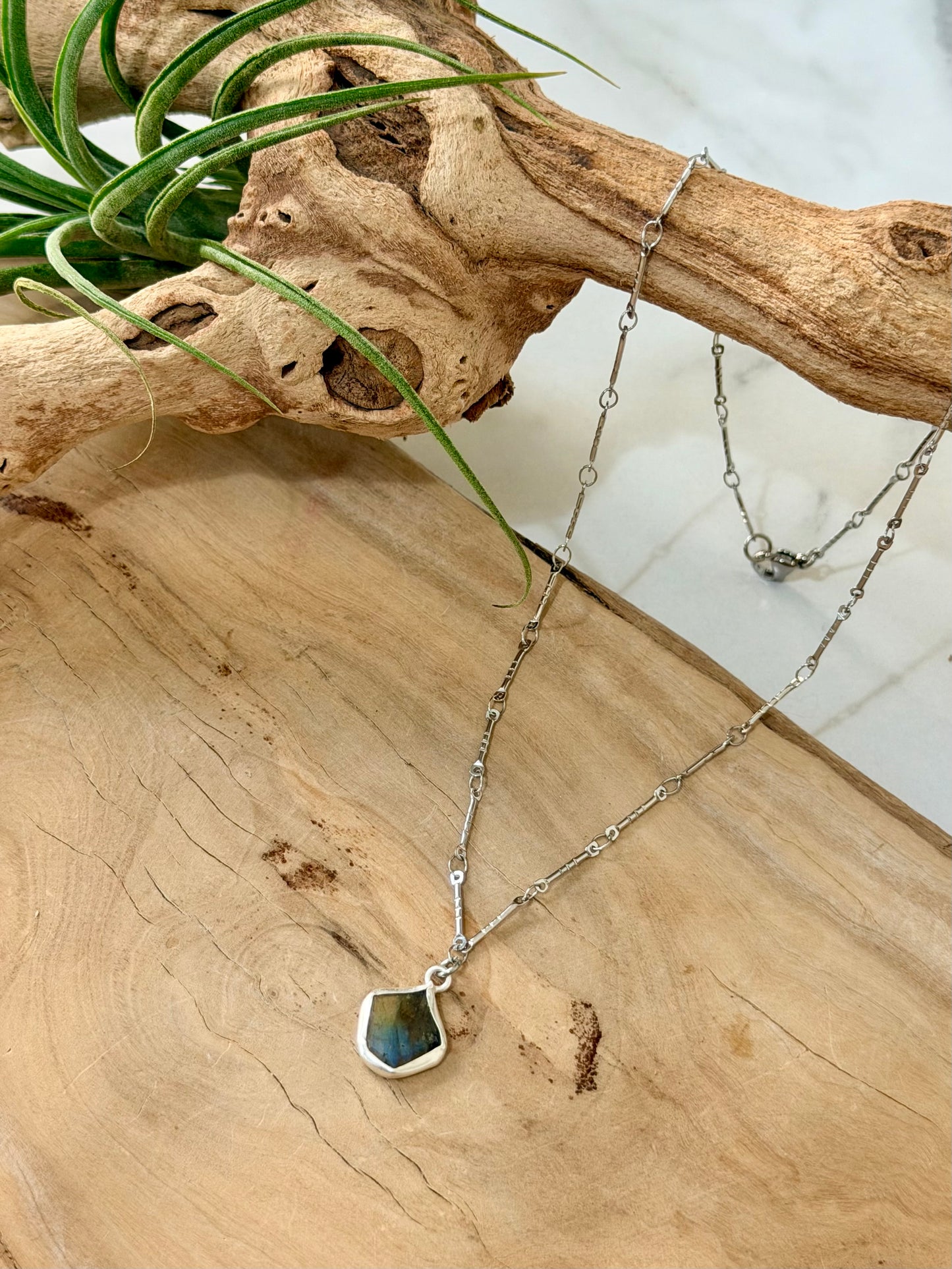 Labradorite + Stainless Steel Necklace