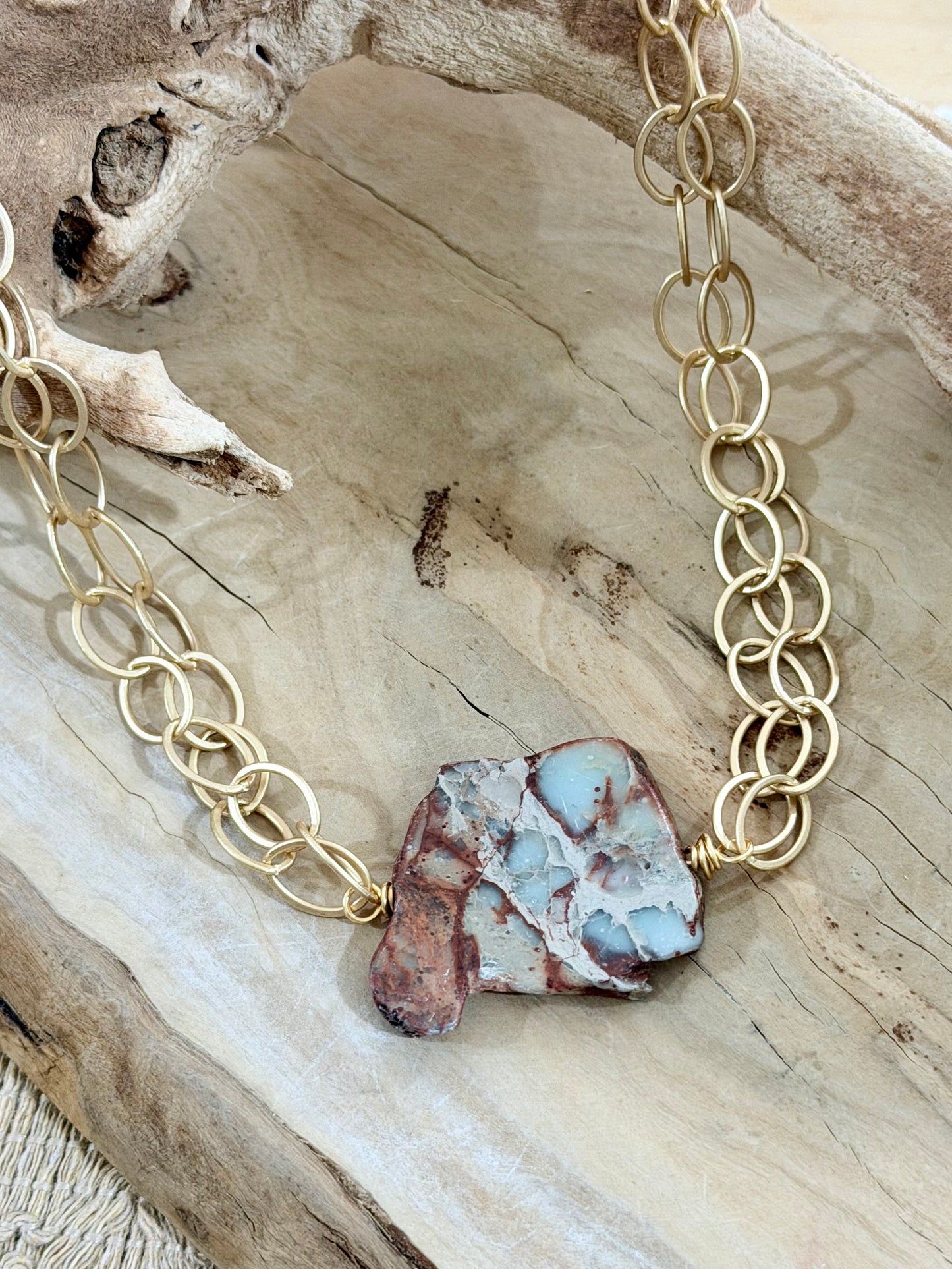 Aqua Terra Jasper + Matte Gold Necklace