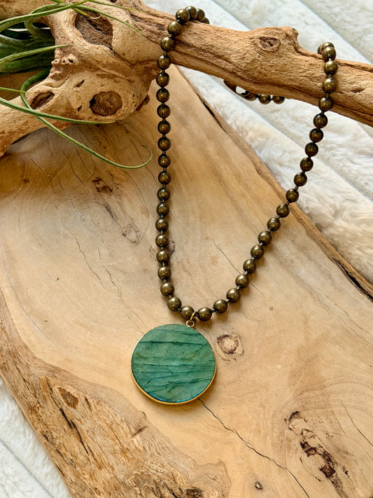 Labradorite + Antique Brass Necklace