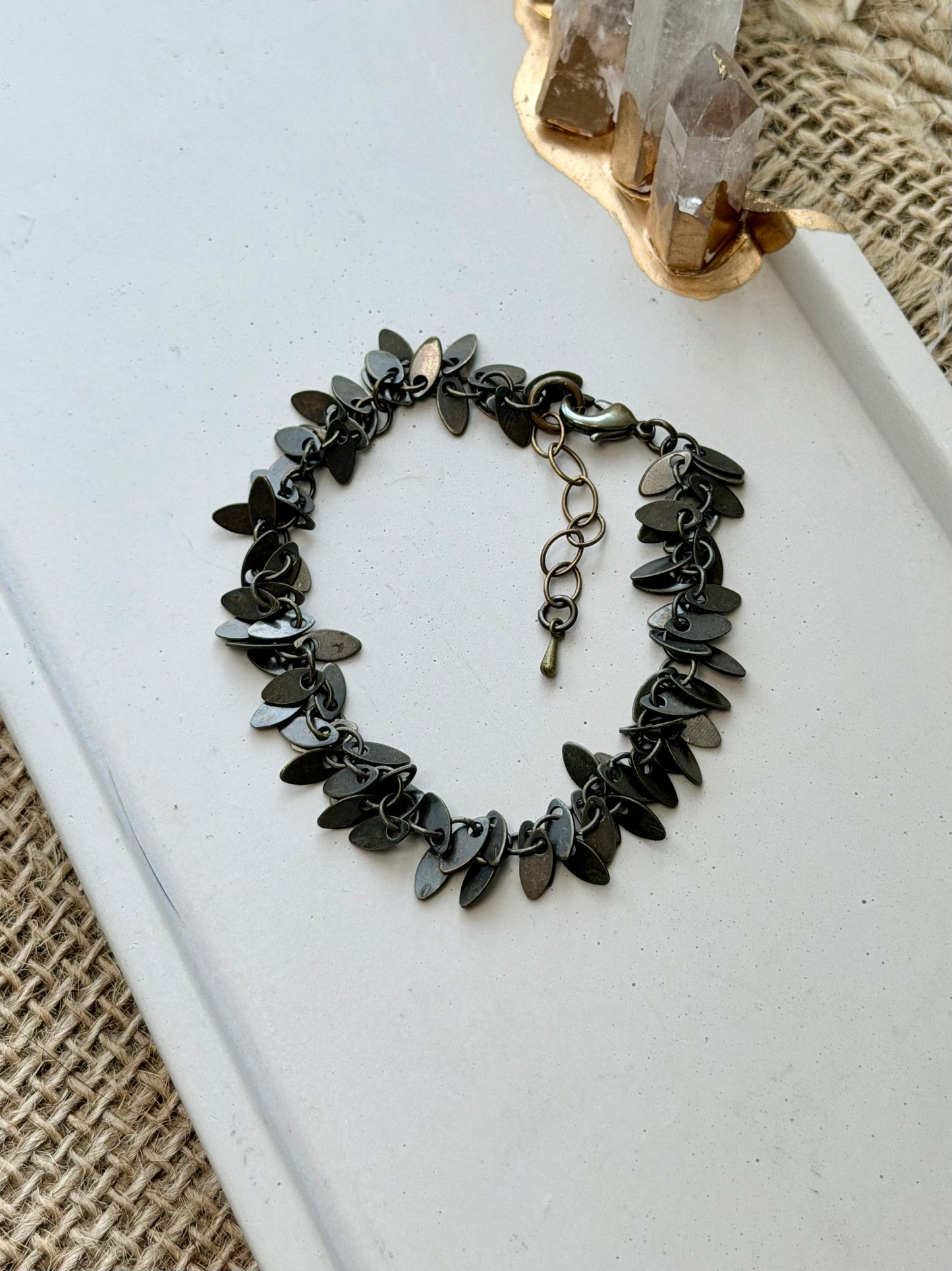 Antique Brass Sequin Chain Bracelet