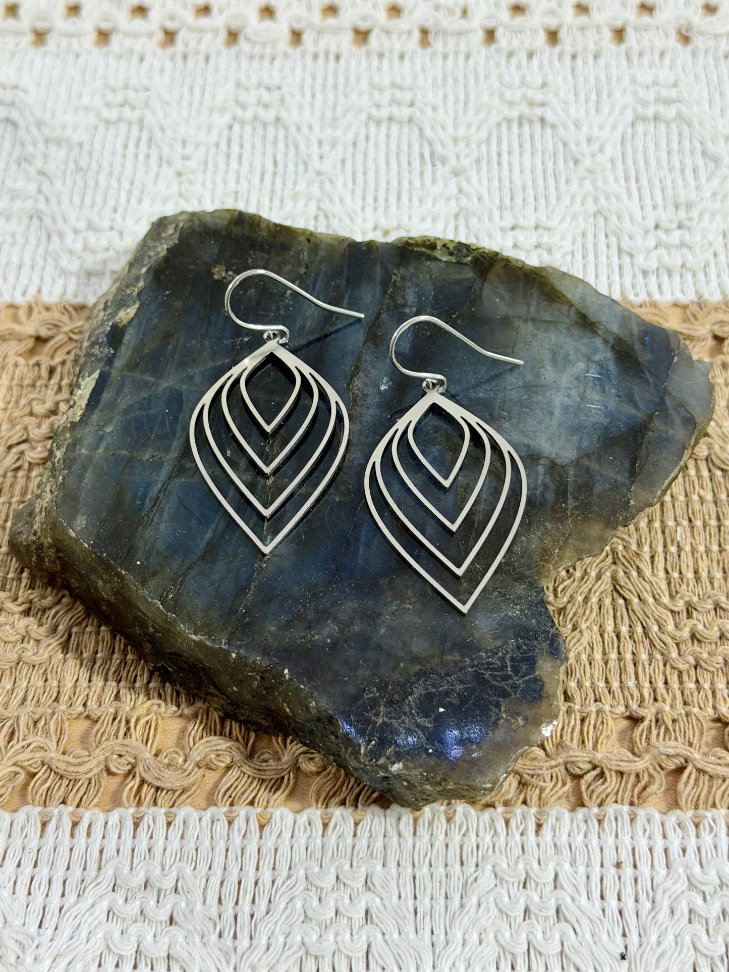 Silver Diamond Drop Earrings