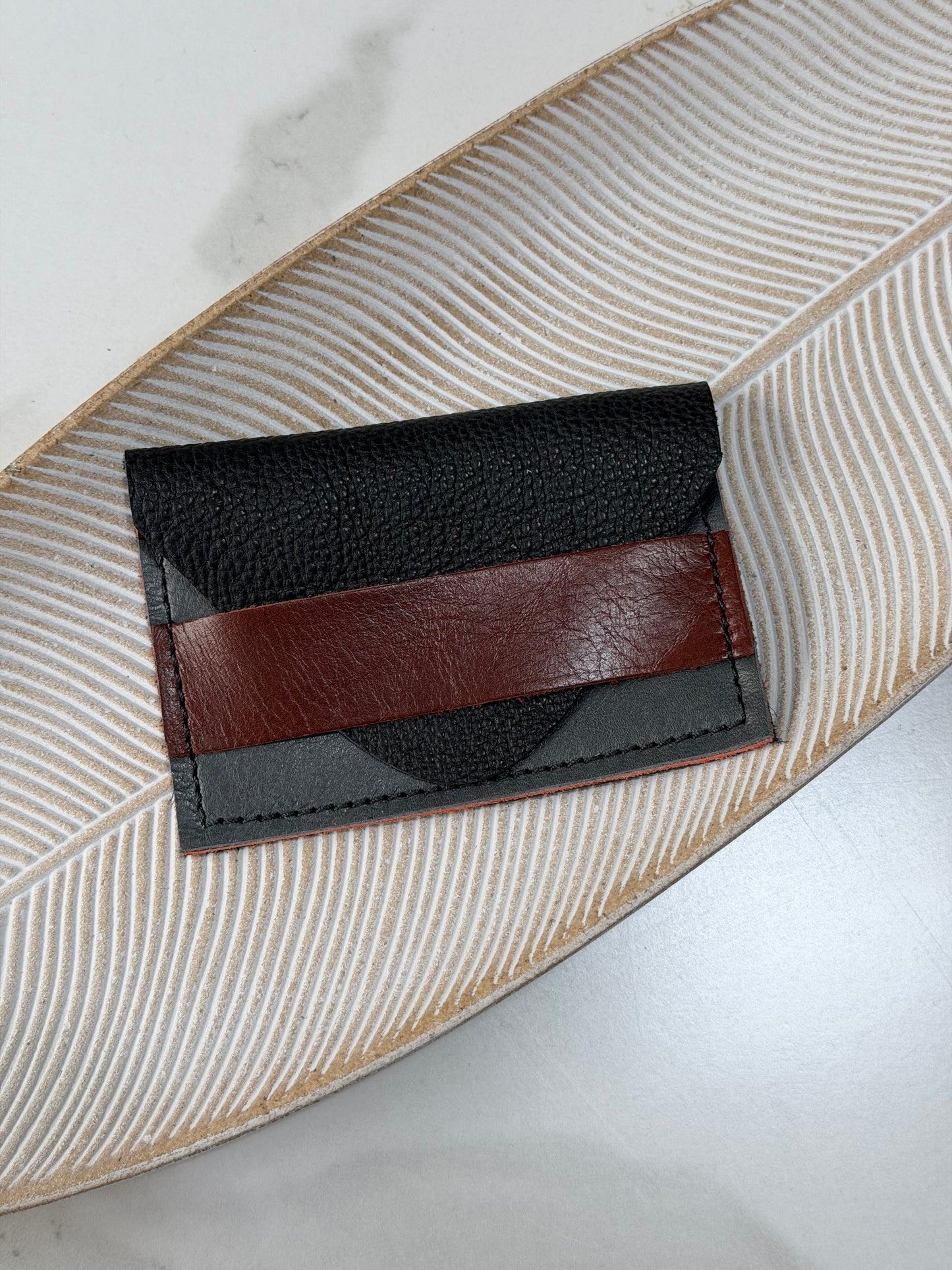 Bird Trouble Mixed Leather Minimal Wallet