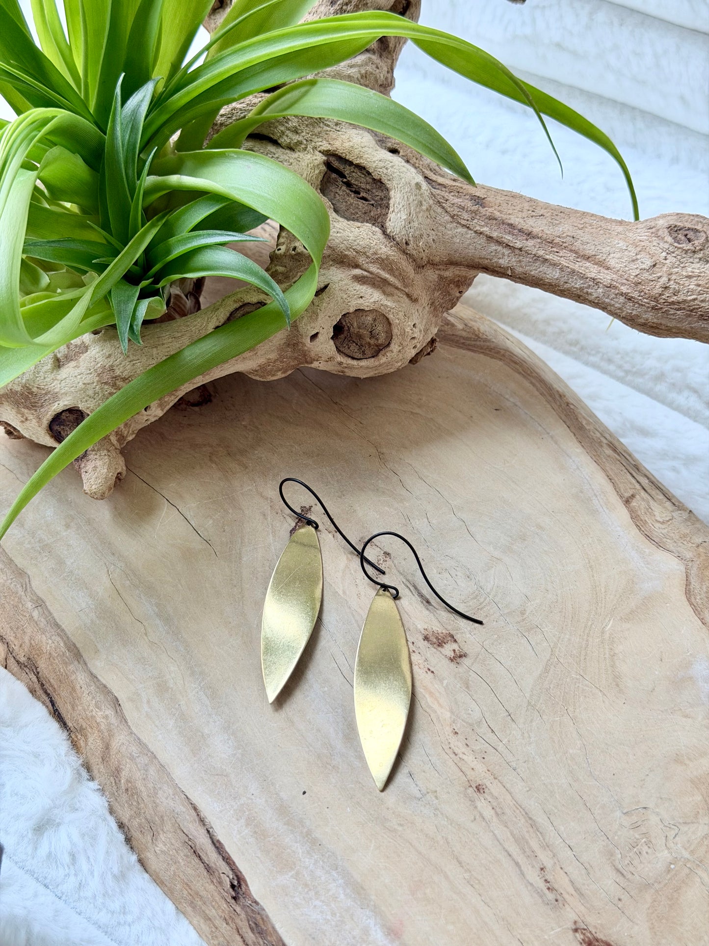 Gold + Matte Black Oblong Earrings