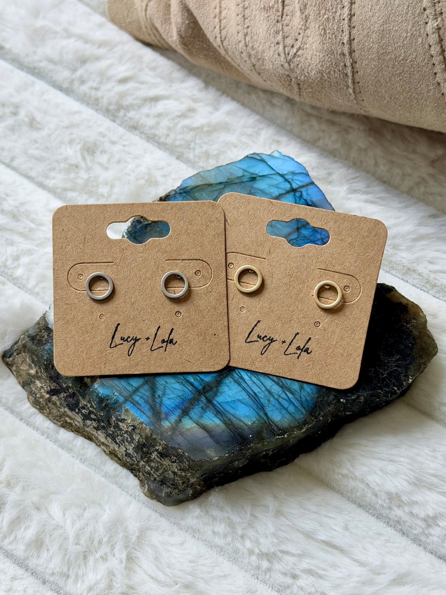 Matte Gold + Matte Silver Circle Stud Earrings