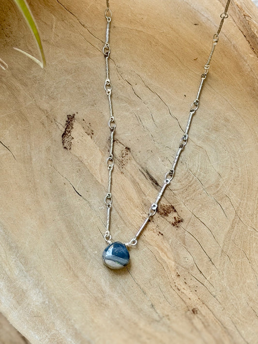 Lightning Ridge Australian Opal + Stainless Steel Necklace