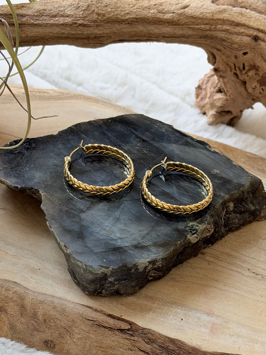 Stainless Steel Braided Hoop Earrings