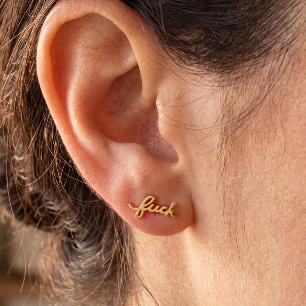 Cursive Fuck Earrings
