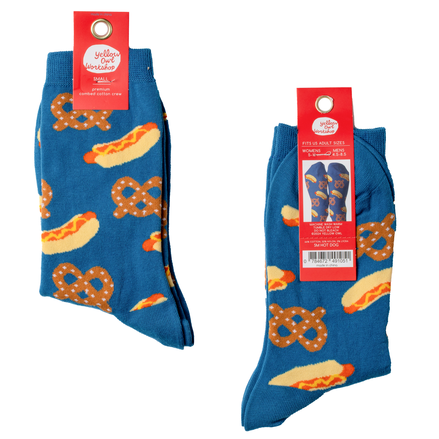 Hot Dog & Pretzel Crew Socks
