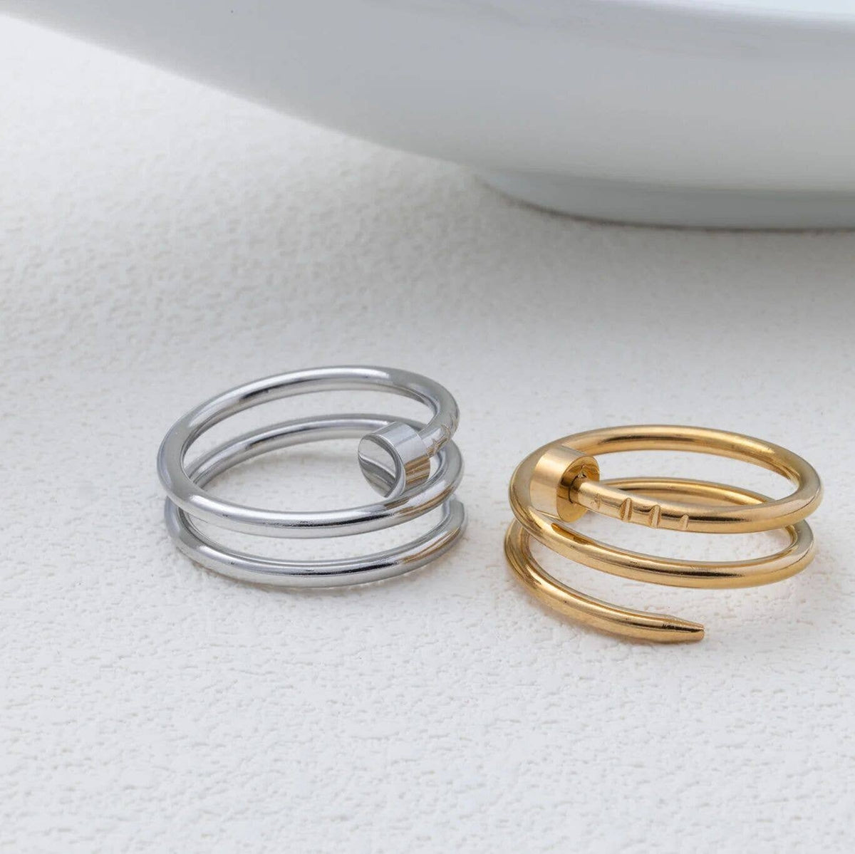 Stainless Steel Twisted Nail Ring