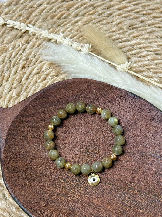 Golden Labradorite + Gold Chunky Charm Band