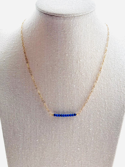 Lapis + Gold Chain Mini Bar Necklace