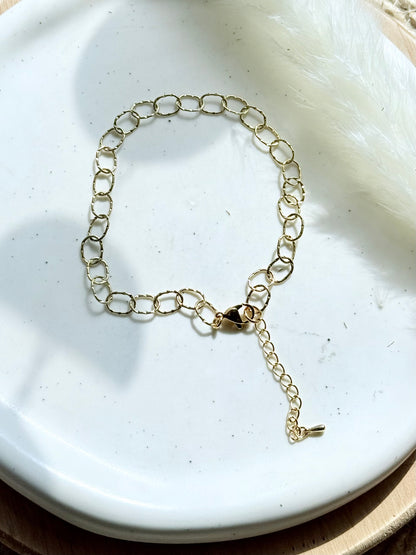 Gold Textured Oval Chain Anklet