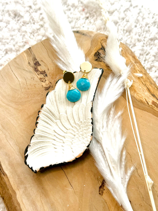 Turquoise Drops + Gold Earrings