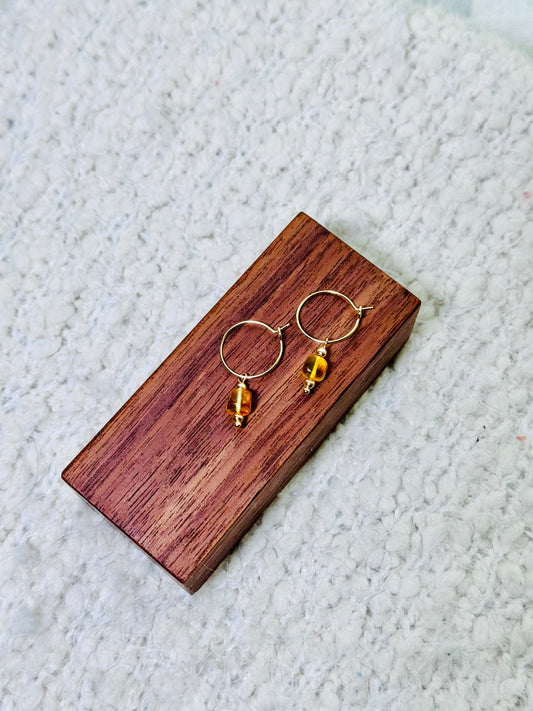 Amber + Gold Mini Hoops