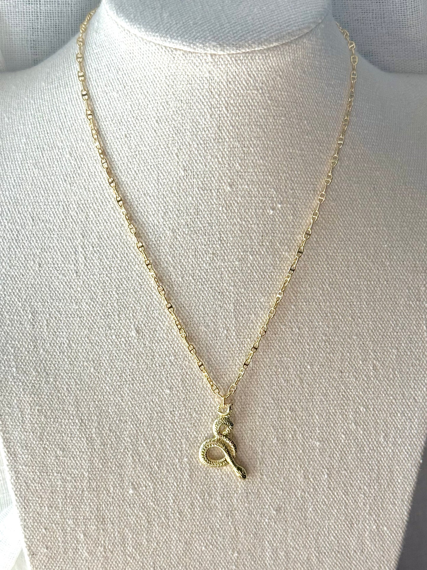 Gold Curly Snake Necklace