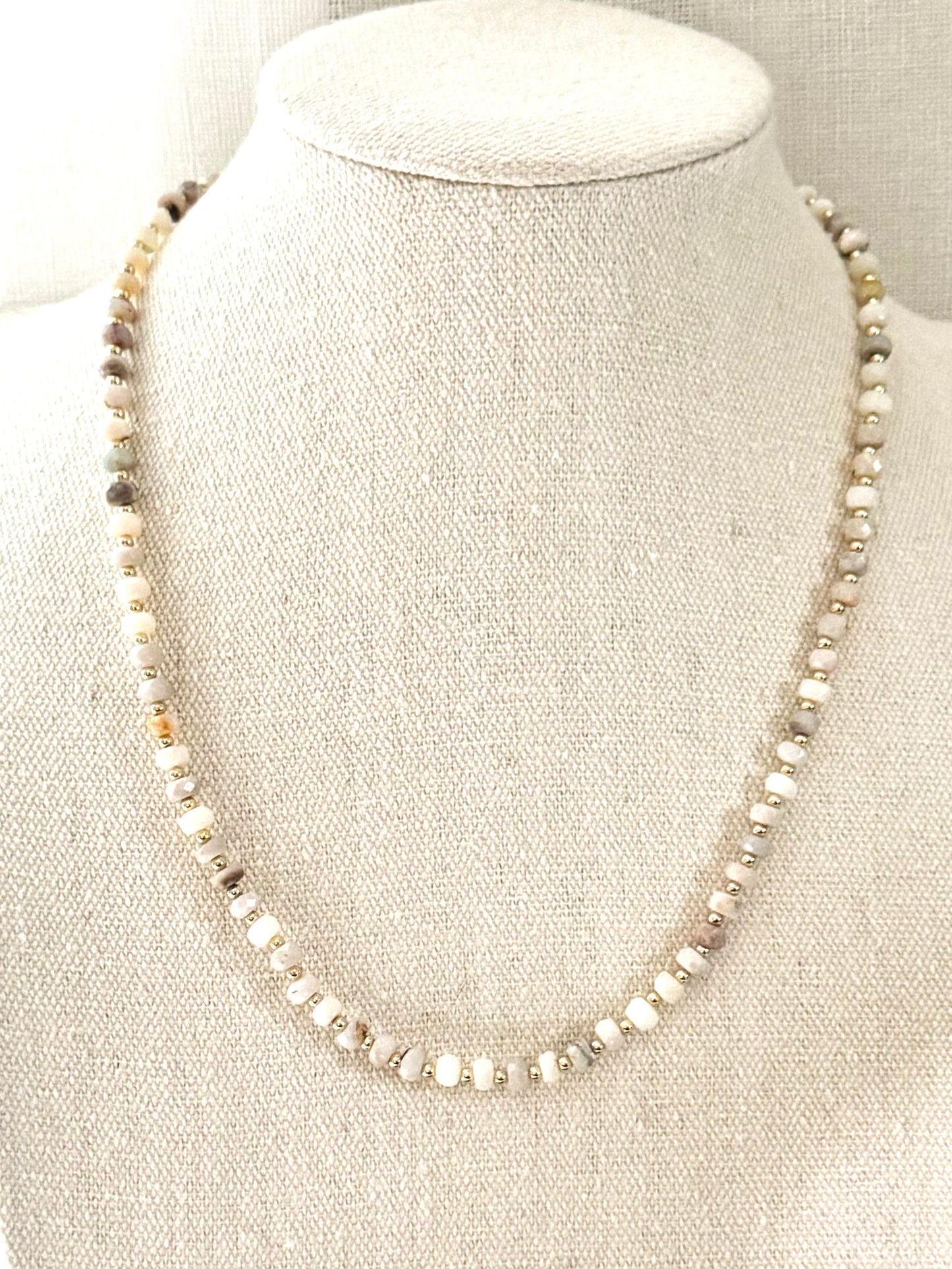 Australian Opal + Gold Beaded Necklace