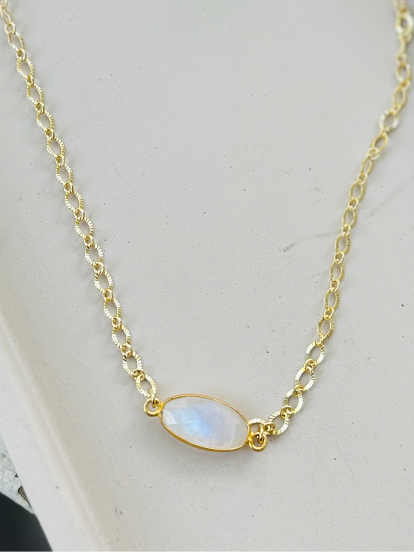 Moonstone + Gold Pendant Necklace