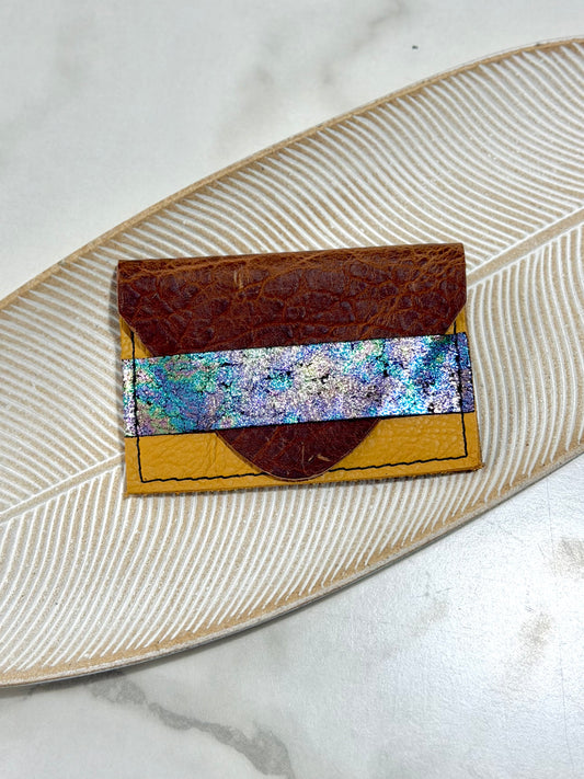 Bird Trouble Mixed Leather Minimal Wallet