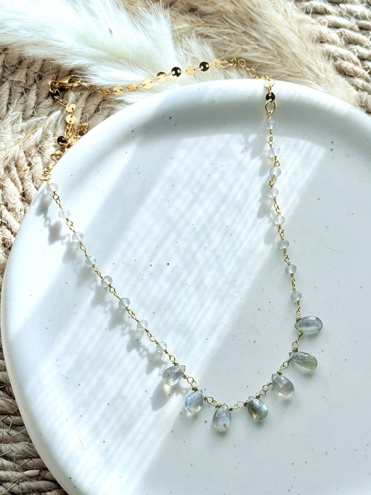 Labradorite + Gold Sequin Necklace