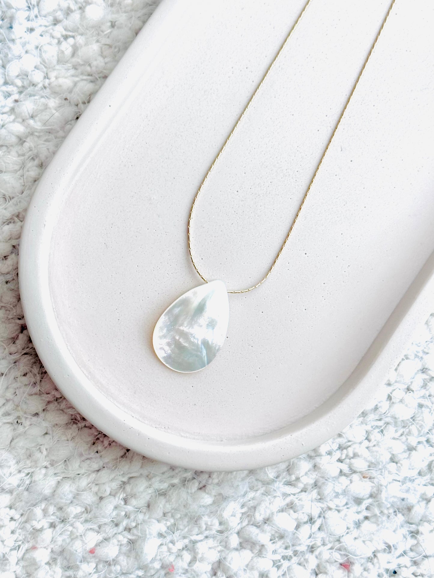 Mother of Pearl + Gold Teardrop Necklace