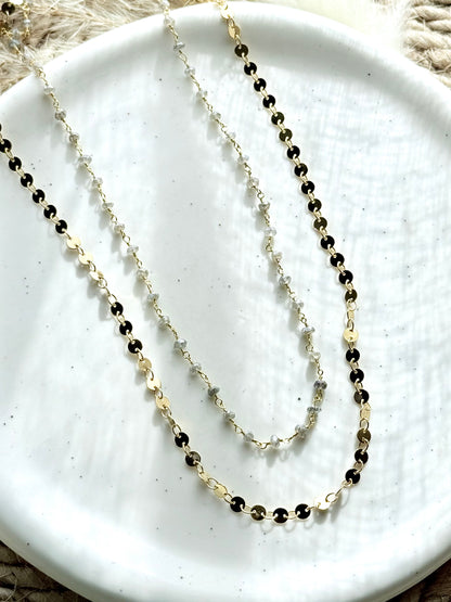 Labradorite + Gold Sequin Duet Necklace