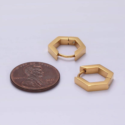 Stainless Steel Hexagon Huggie Earrings