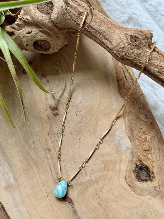 Larimar + Matte Gold Necklace