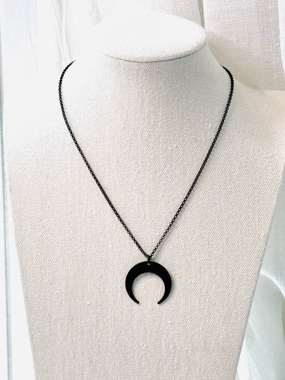 Matte Black Half Moon Necklace