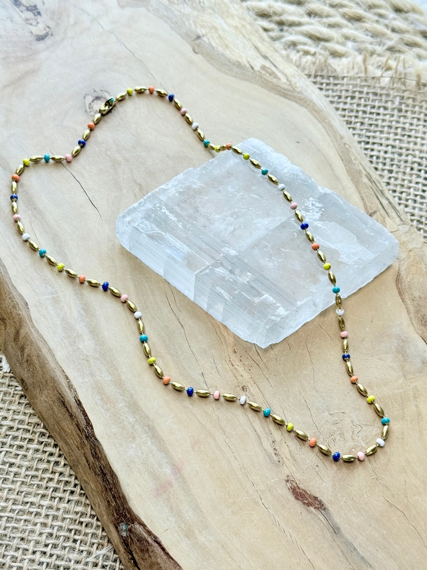 Rainbow + Gold Ball Chain Necklace