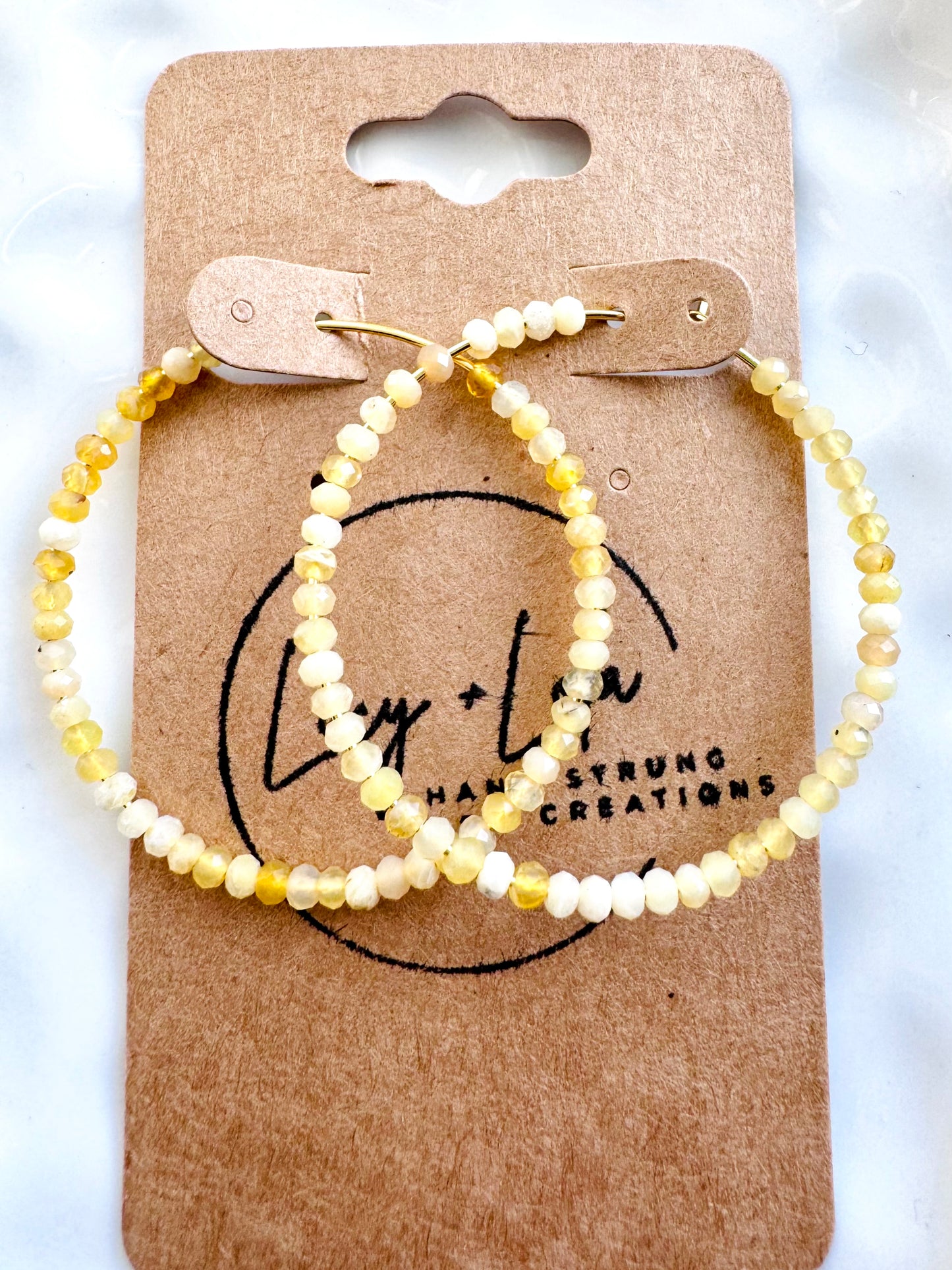 Yellow Opal Hoop Earrings