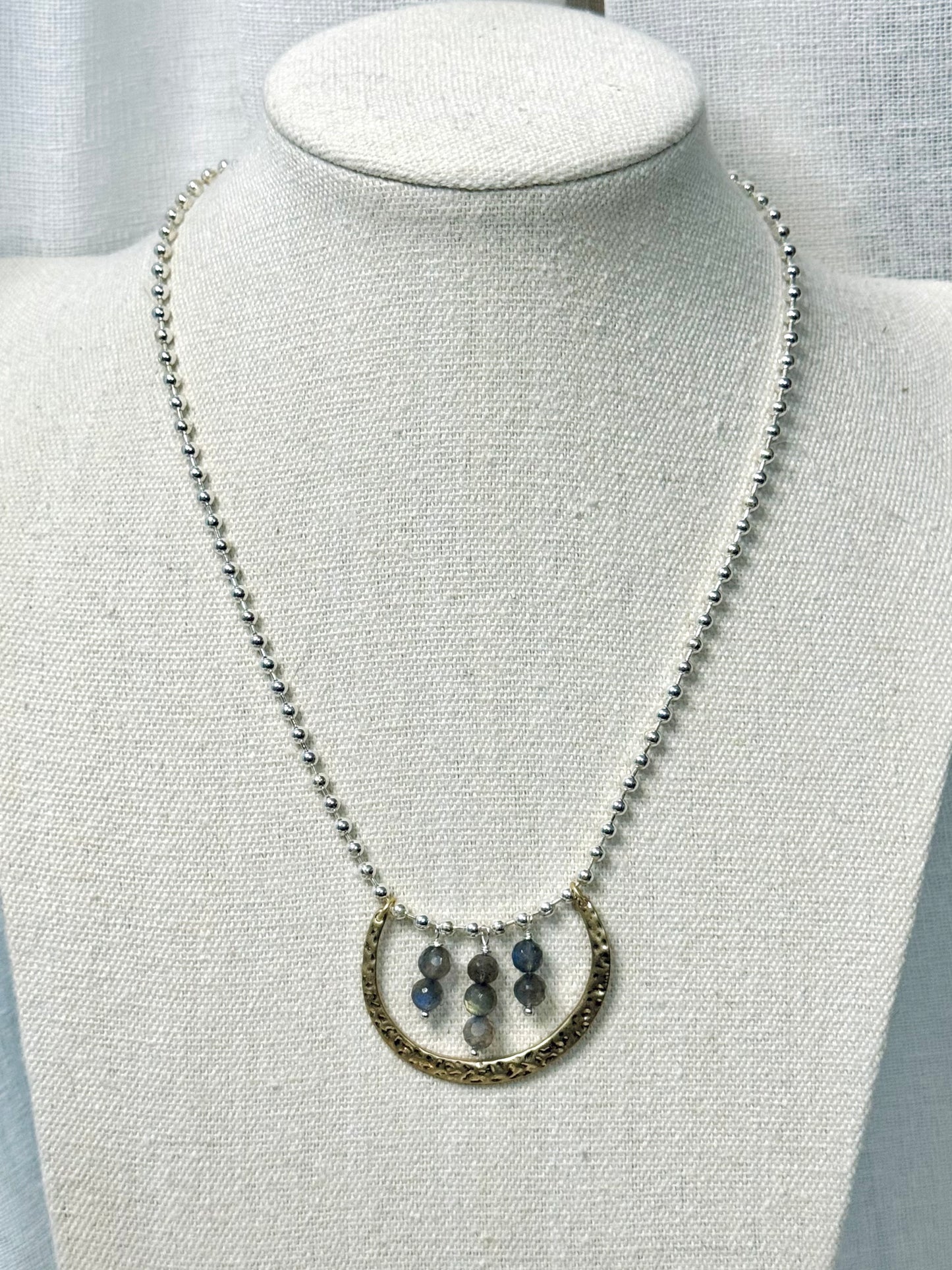 Labradorite + Mixed Metals Horseshoe-Fringe Necklace