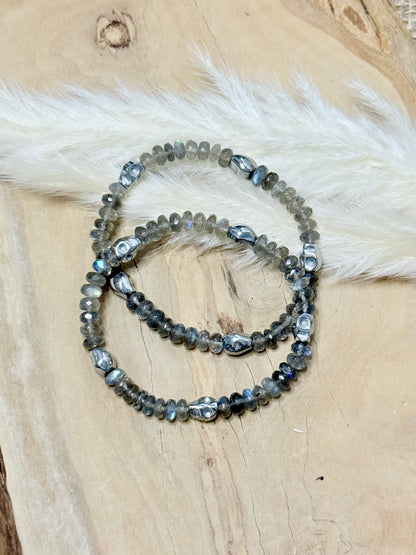 High-Grade Labradorite Skull Bracelet