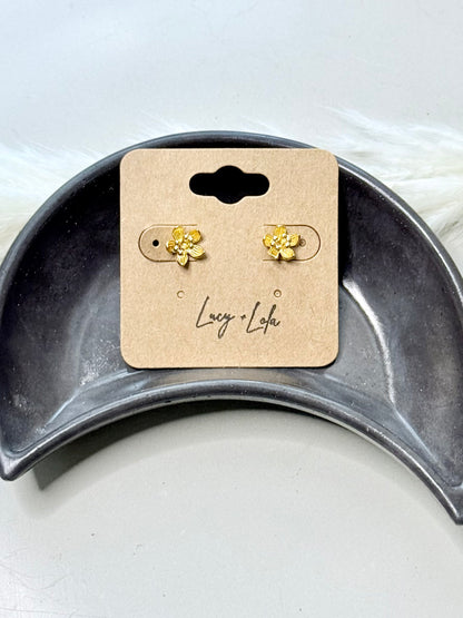 Gold Flower Mini Stud Earrings