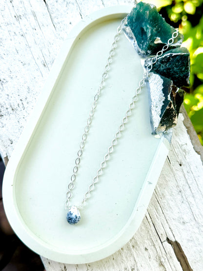 Mini Gemstone Pendant + Silver Necklace