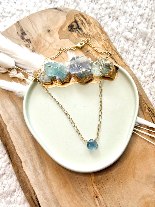 Fluorite + Matte Gold Necklace