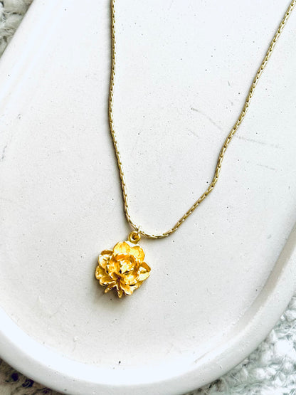 Matte Gold Peony Necklace