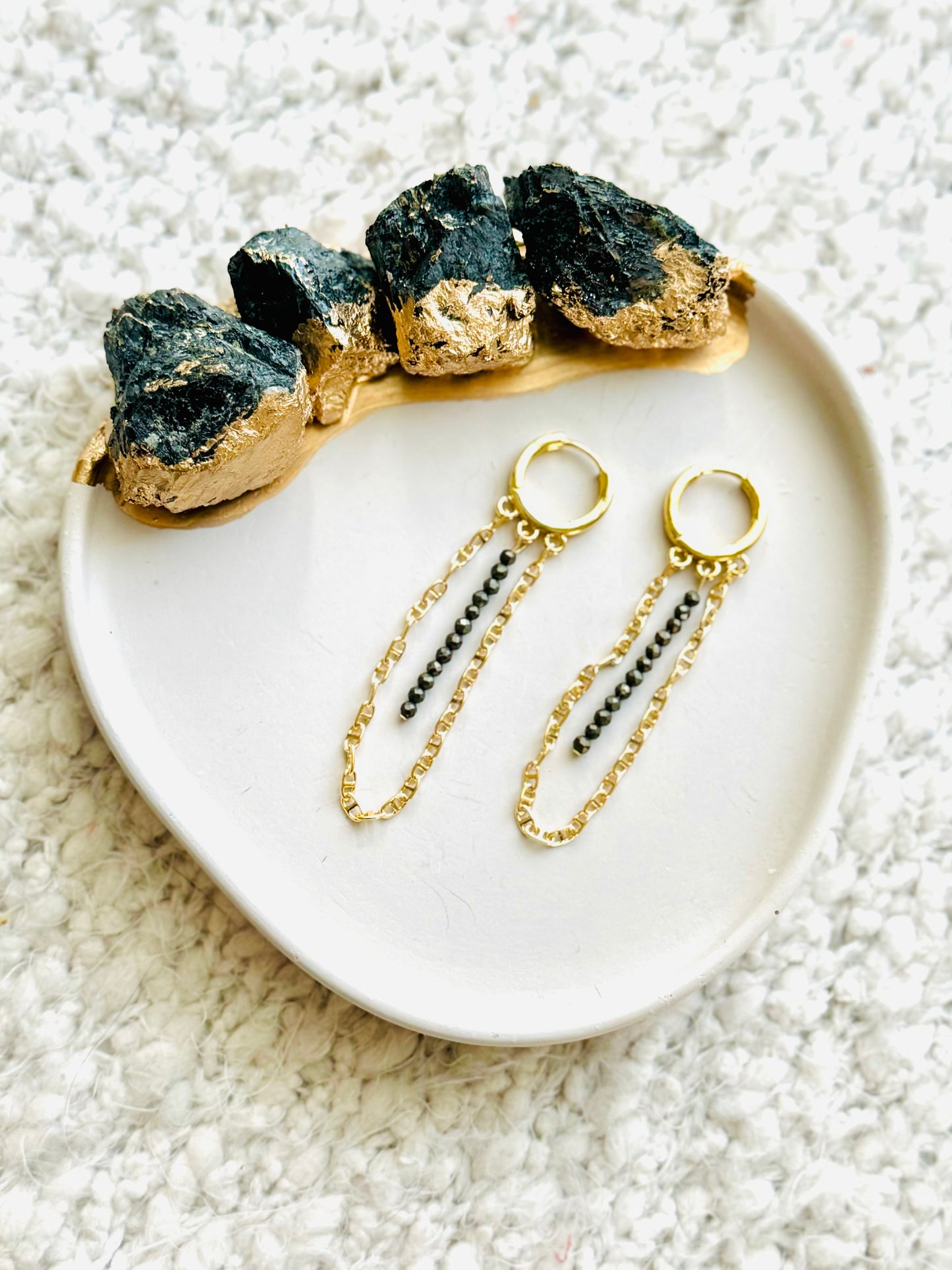 Pyrite  + Gold Dreamcatcher Earrings