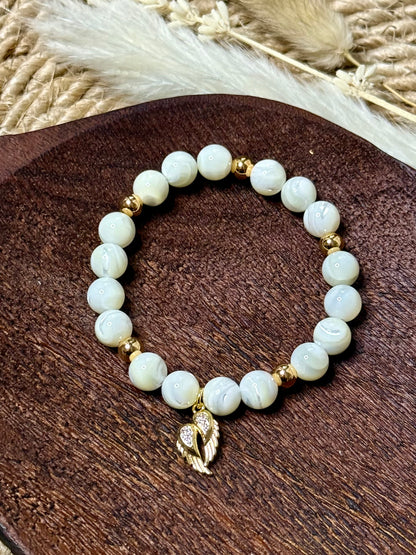 Mother of Pearl  + Gold Chunky Charm Band