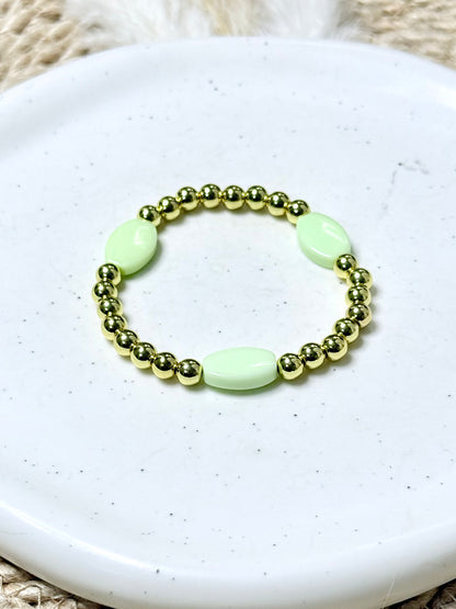 Lemon Chrysoprase + Gold Bracelet