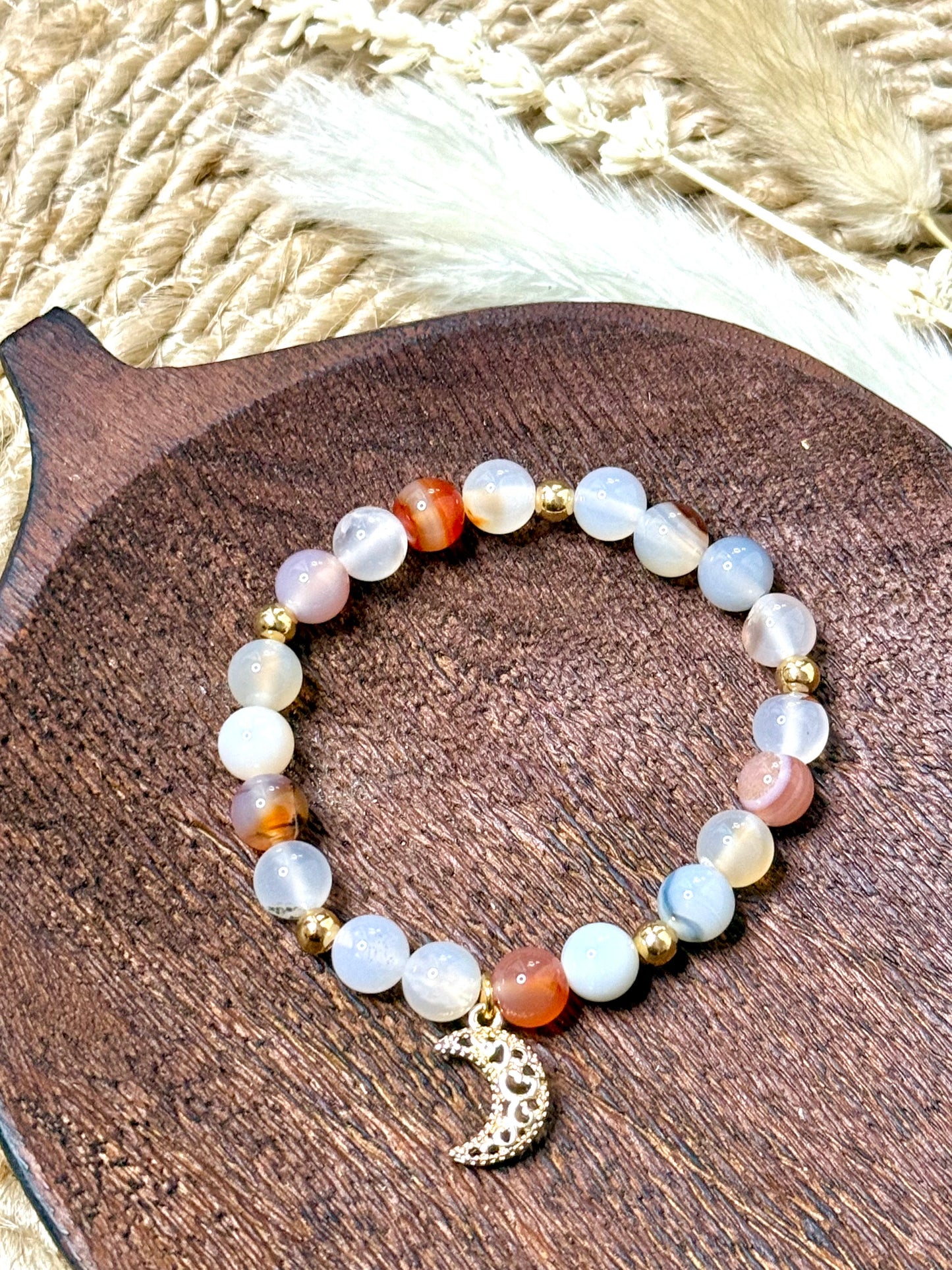 Montana Agate + Gold Chunky Charm Band