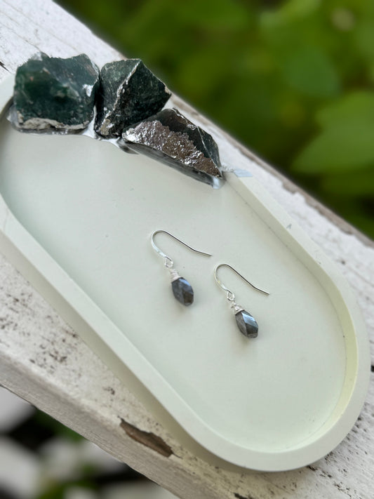 Mystic Labradorite + Silver Earrings