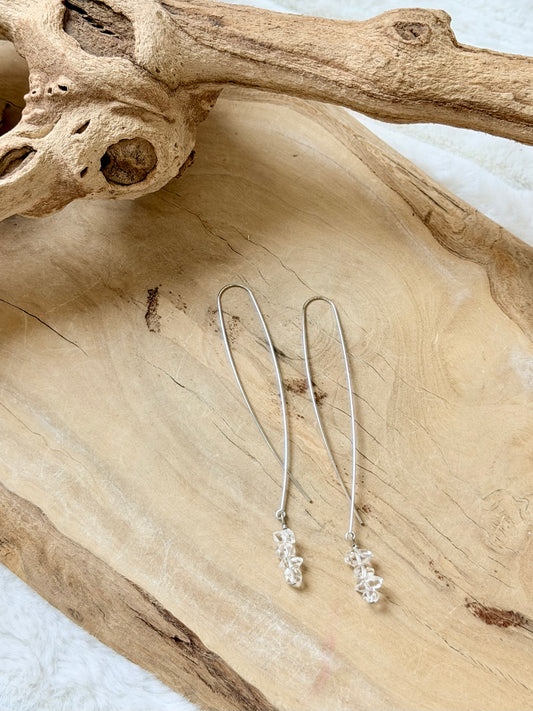 Herkimer Diamond + Silver Twister Threader Earrings