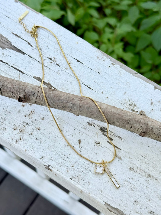 Mother of Pearl + Gold Stainless Steel Necklace