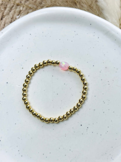 Ethiopian Opal + Gold Beaded Bracelet