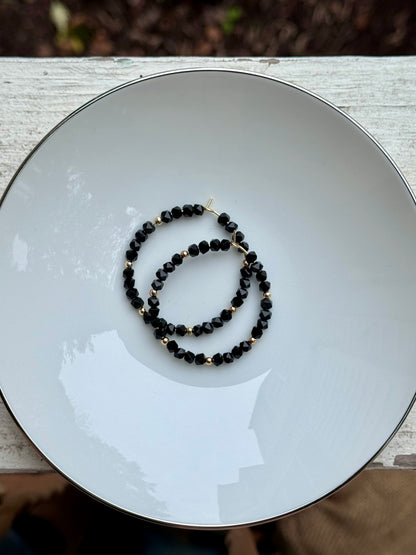 Black Onyx Hoop Earrings