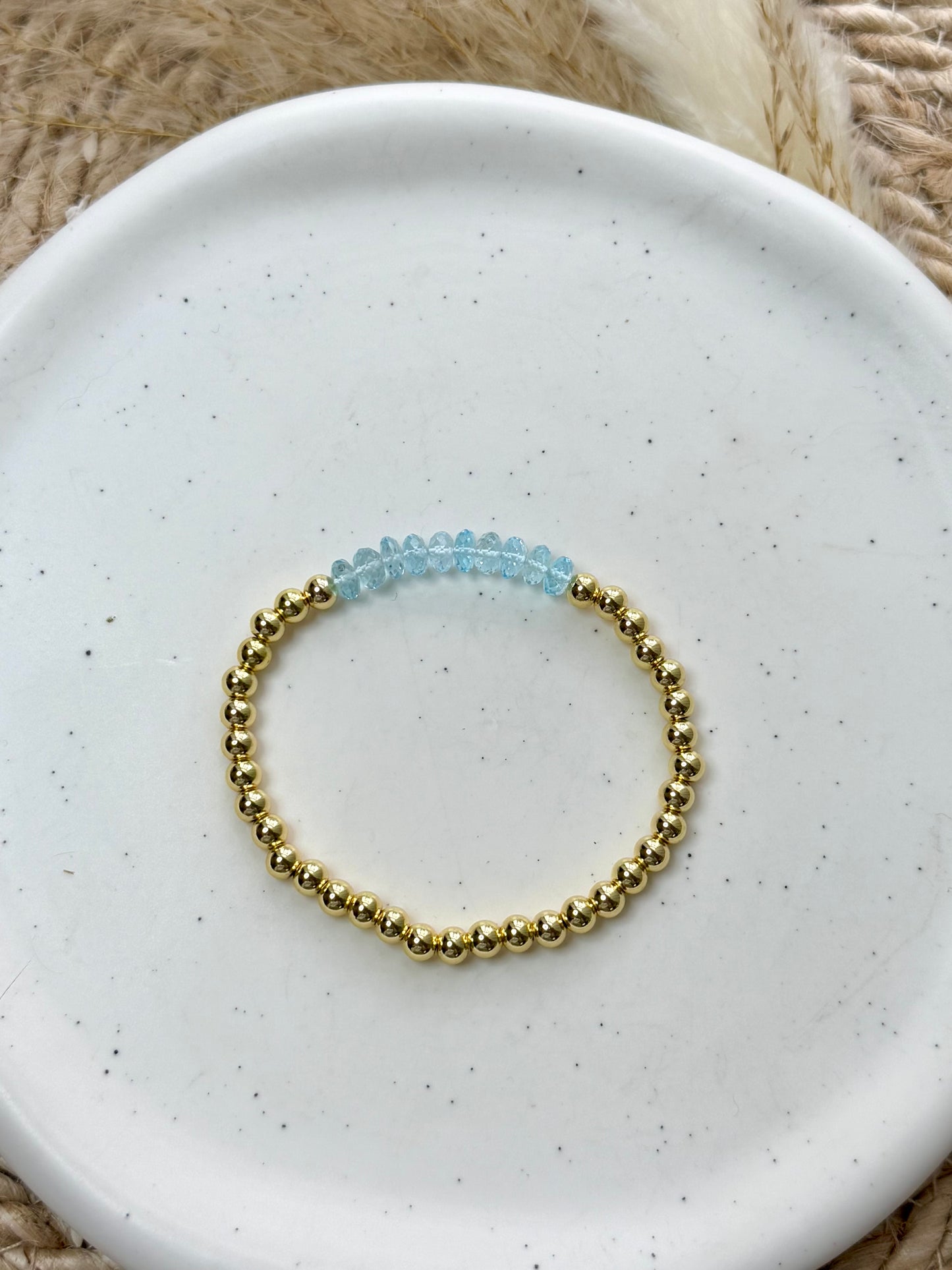 Blue Topaz + Gold Beaded Bracelet