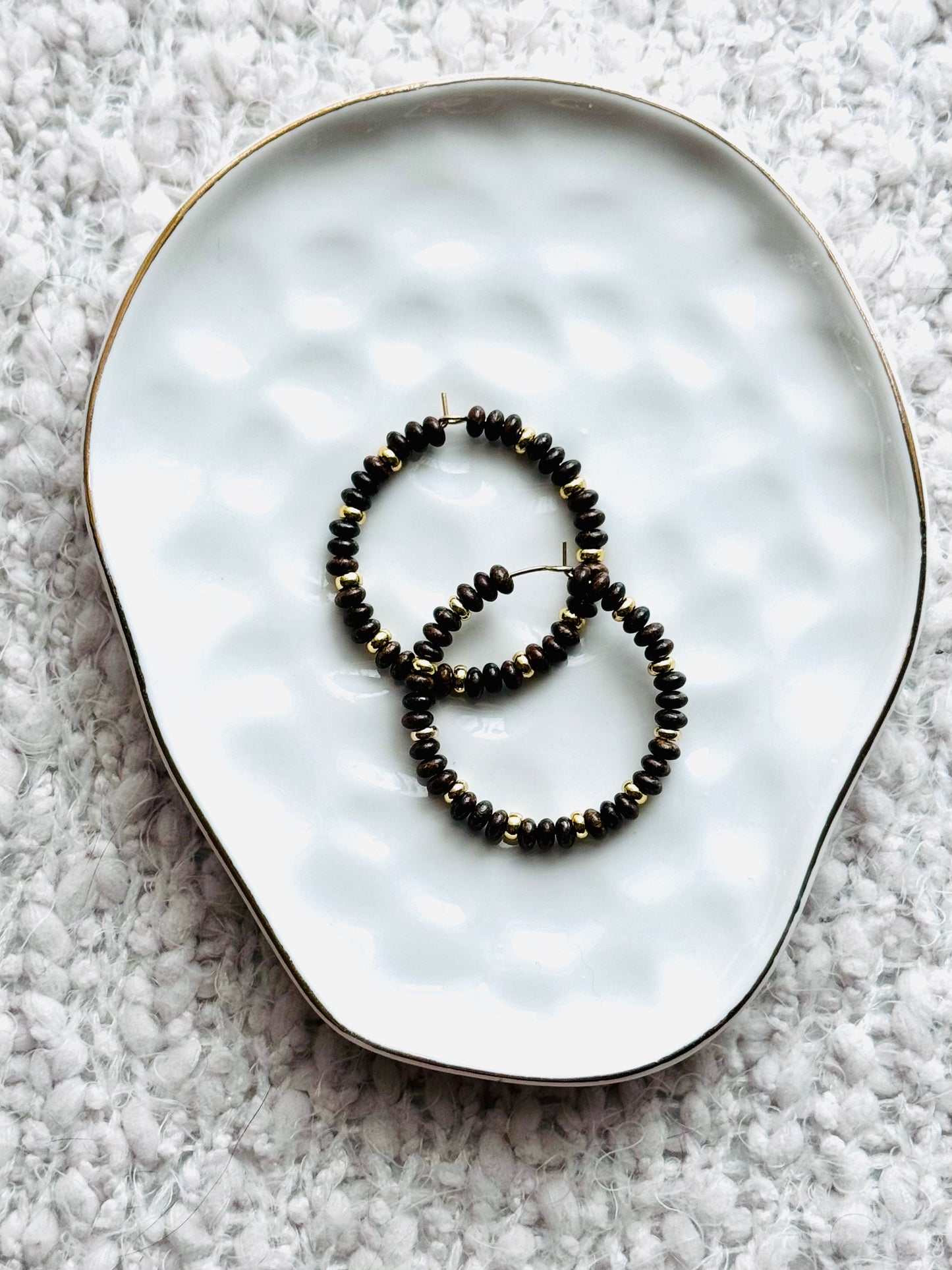 Black Onyx + Gold Hoop Earrings