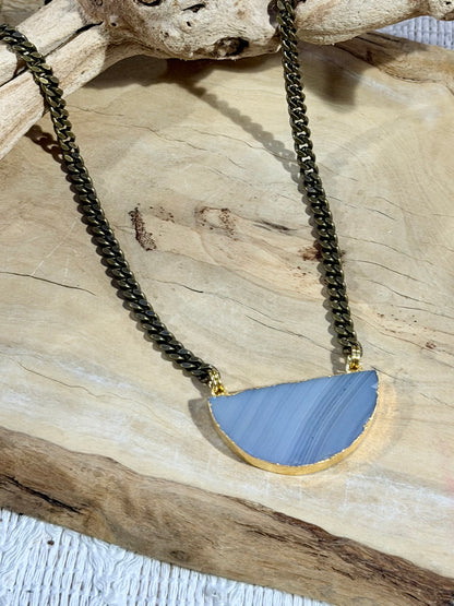 Agate + Antique Brass Necklace