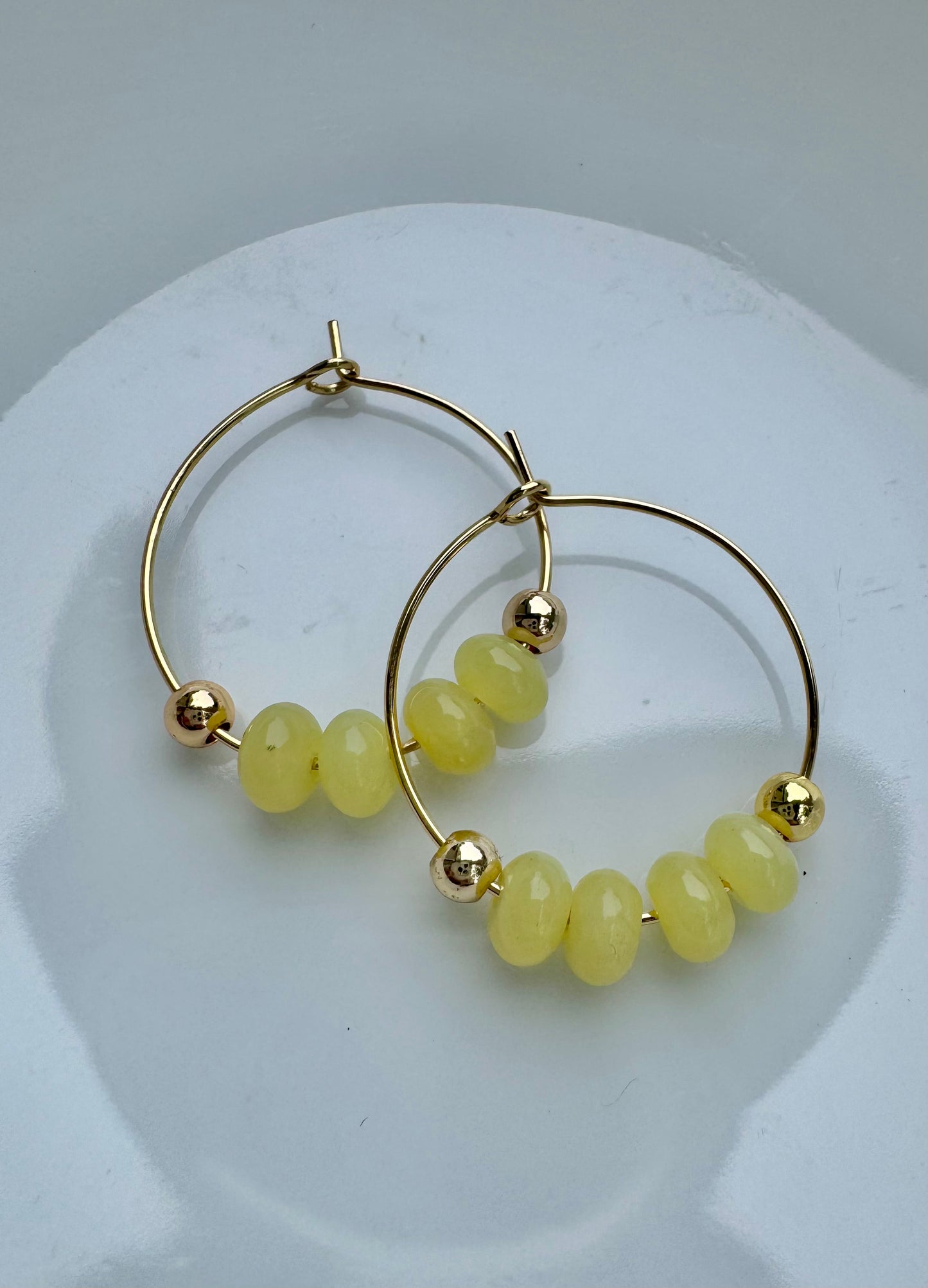 Olive Jade + Gold Hoop Earrings