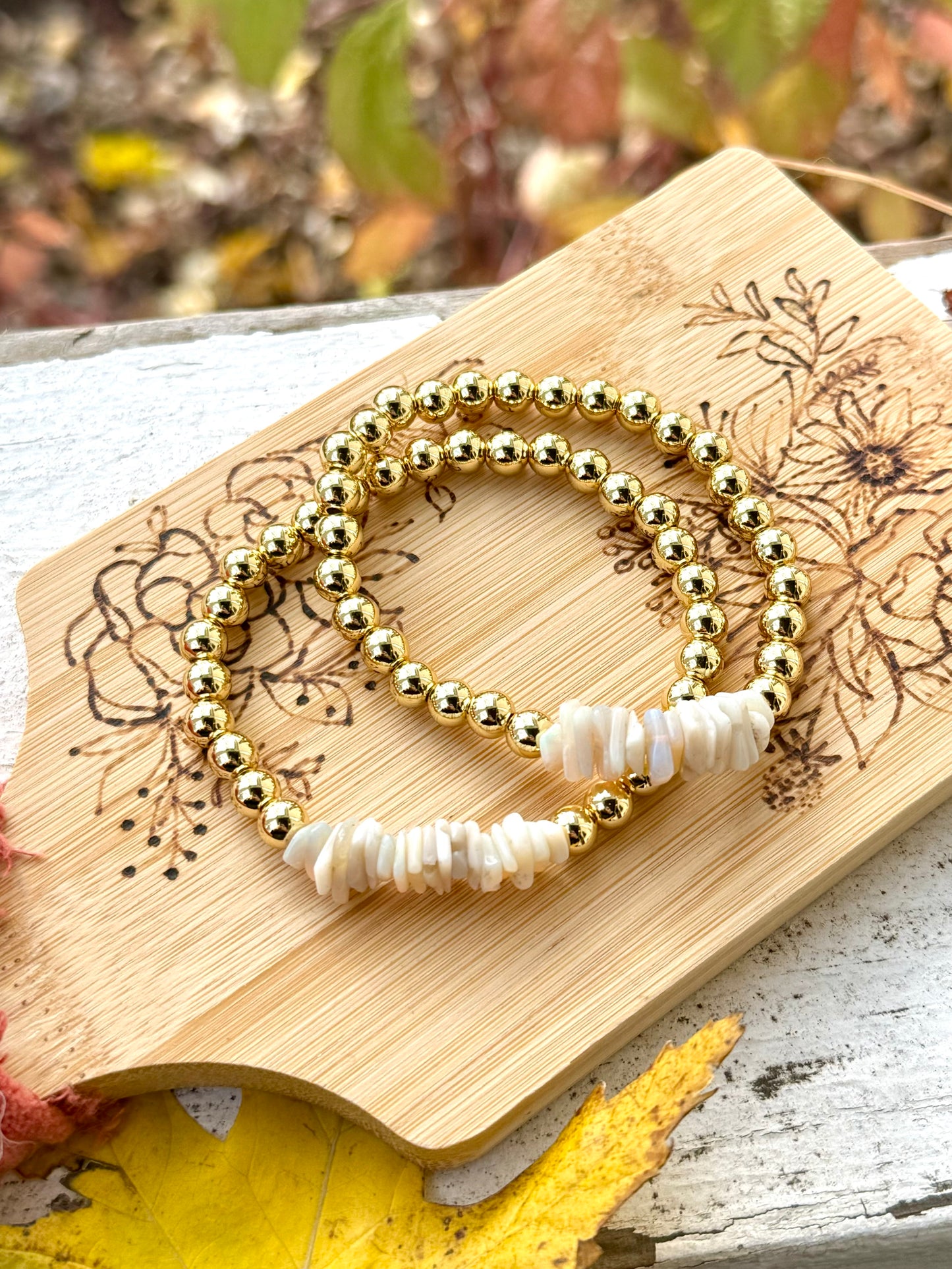 Australian Opal + Gold Beaded Bracelet